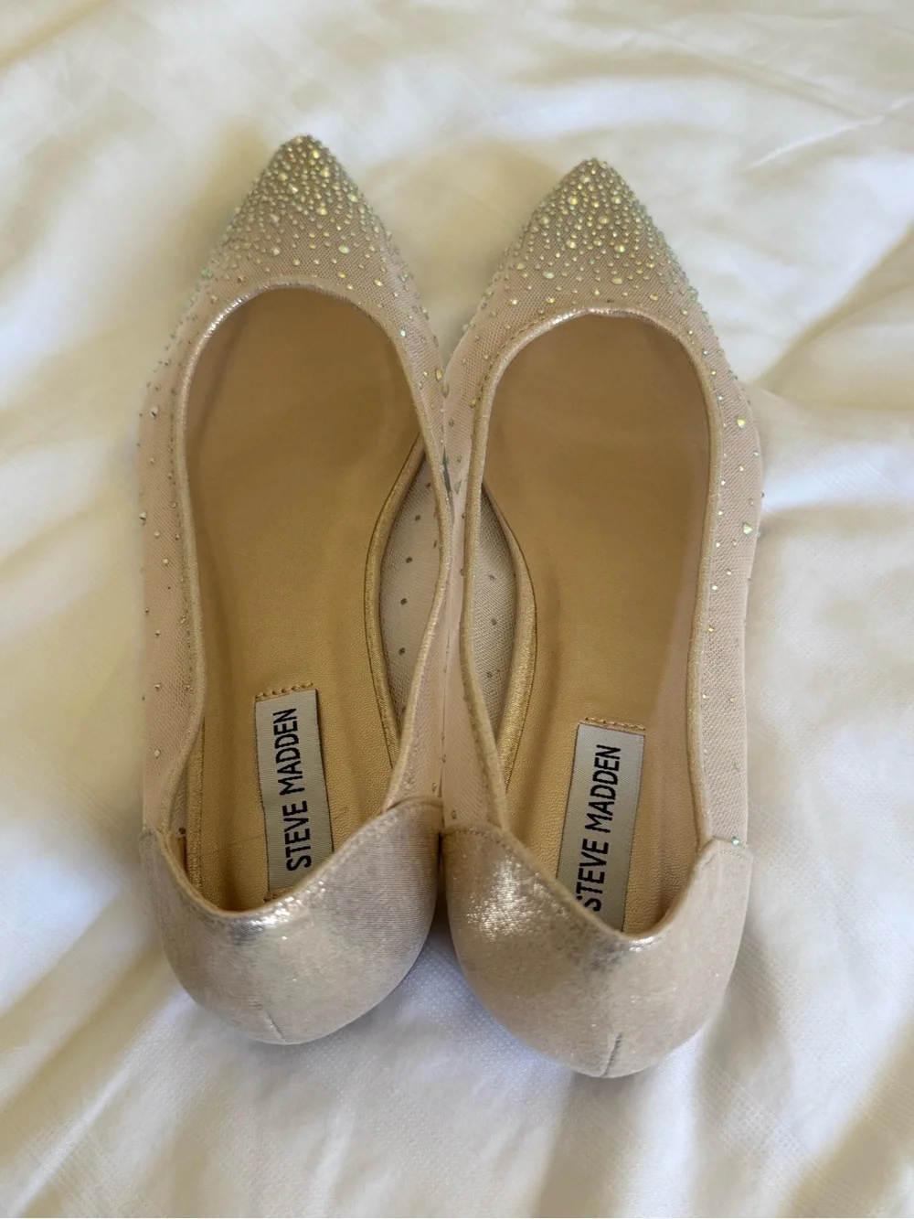 Steve Madden Blush Crystal-Studded Pointed Flats - Picture 2 of 3